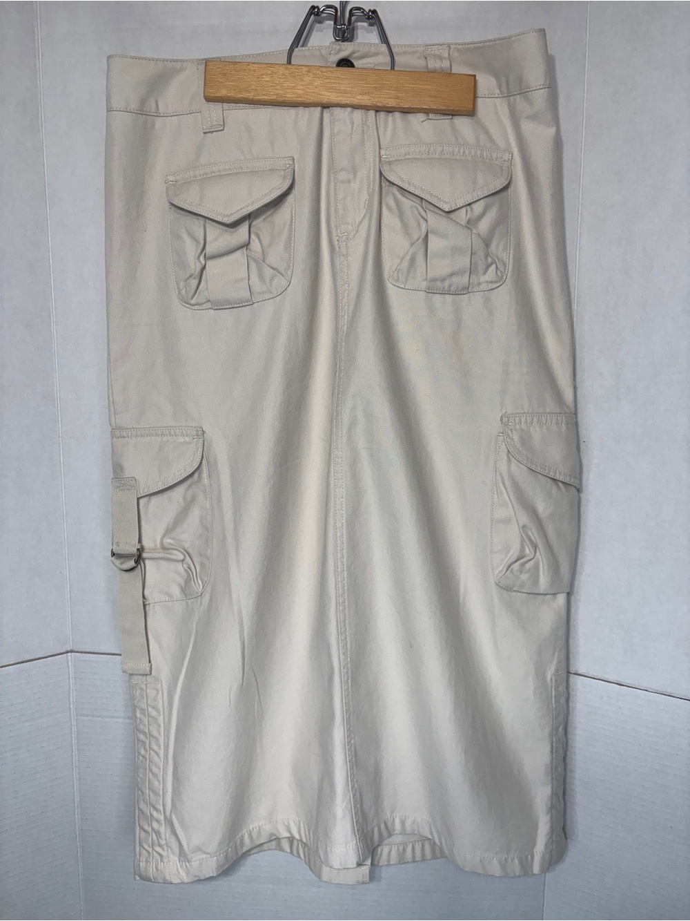 Smart Set Women’s Cream Cargo Midi Skirt Utility Neutral Summer Minimalist